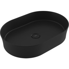 Bocchı Bocchi Sottile Slim Line Tezgah Üstü Eli̇ps 55X38CM. Lavabo - Mat Si̇yah - 1521-004-0125
