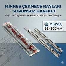 Minnes 36X300MM Bilyalı Çekmece Rayı Takımı - Sorunsuz ve Sessiz Çalışma