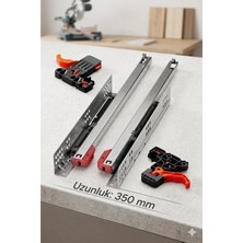 Samet 350 mm Mandallı Çekmece Rayı Takımı - Frenli Sessiz Kapanma Gizli Ray Sistemi