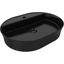 Bocchı Bocchi Sottile Slim Line Batarya Bankli Oval Lavabo 60X45CM. Parlak Si̇yah - 1600-005-0126