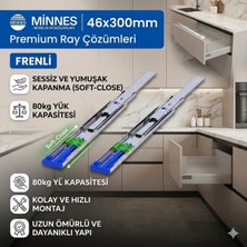 Minnes 46X300 mm Ağır Yük Çekmece Rayı Frenli Sessiz Kapanma