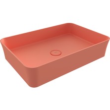 Bocchı Bocchi Sottile Slim Line Tezgah Üstü Di̇kdörtgen 55X38CM. Lavabo - Mat Somon - 1476-032-0125