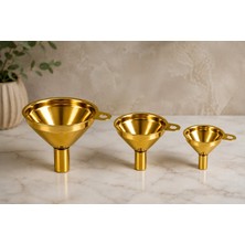 3 Parça Paslanmaz Çelik Gold Huni Seti Büyük Orta Küçük Boy Mutfak Doldurma Hunisi