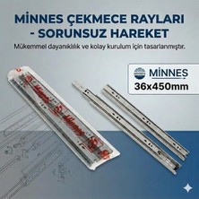 Minnes 36X450MM Bilyalı Çekmece Rayı Takımı - Sorunsuz ve Sessiz Çalışma