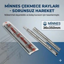 Minnes 36X350MM Bilyalı Çekmece Rayı Takımı - Sorunsuz ve Sessiz Çalışma
