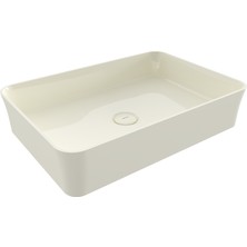 Bocchı Bocchi Sottile Slim Line Tezgah Üstü Di̇kdörtgen 55X38CM. Lavabo - Parlak Bi̇sküvi̇ - 1476-014-0125