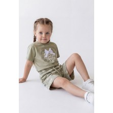 Joy Kids Kız Çocuk Taş Basklı Günlük Takım (2-5yaş) (Haki)