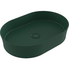 Bocchı Bocchi Sottile Slim Line Tezgah Üstü Eli̇ps 55X38CM. Lavabo - Mat Yeşi̇l - 1521-027-0125