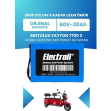 Electroll Motolux Fayton 7700 X Batarya (Standart Kapasite) LiFePO4 60V 30Ah Elektrikli Motosiklet Bataryası