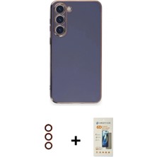 Marsilyan™- Galaxy S23 Plus Kılıf Yankı Serisi - Siyah 6d Mat Seramik Hayalet Nano Ekran Koruyucu + Metal Kamera Lens - Kı