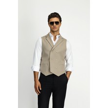 Kiğılı Slim Fit Dar Kesim Desenli Klasik Kruvaze Yelek