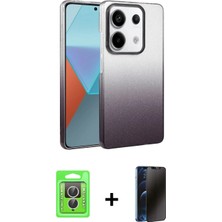 Marsilyan™- Redmi Note 13 Pro 4g Kılıf Kıvılcım Minimal Özel Seri - Siyah 3D Antistatik Hayalet Cam Ekran Koruyucu + Raze Metal Kamera Lens - Gs