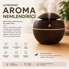 Küre Model Akasya Renk Hava Nemlendirici – Ultrasonik Soğuk Buhar Makinesi, LED Işıklı