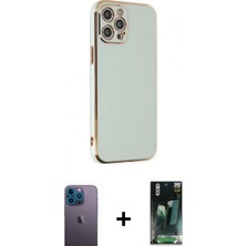 Marsilyan™- iPhone 12 Pro Kılıf Yankı Serisi - Şeffaf 360 Full Body Arka Koruyucu + Neon Fosforlu Kamera Lens - Mı