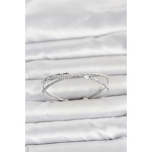İlkyaz Fashion Pirinç Gümüş Renk Baget Zirkon Taşlı Kadın Bileklik TJ-BB8508