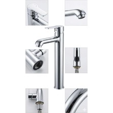 Kayatex Online Krom Çanak Lavabo Bataryası - Yüksek Tip Banyo Musluğu - Uzun Gövde Modern Armatür