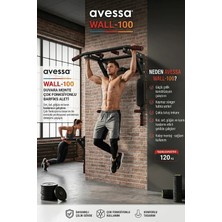 Avessa WALL-100 Duvara Monte Çok Fonksiyonlu Barfiks Aleti - Sağlam Çelik Konstrüksiyon - 120 kg Taşıma Kapasitesi