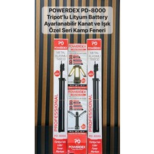 Powerdex PD-8000 Tripodlu Kamp Feneri Şarjlı LED Işıldak Ayarlanabilir Kanatlı Kamp Lambası Lityum Bataryalı