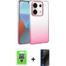 Marsilyan™- Redmi Note 13 Pro 4g Kılıf Kıvılcım Minimal Özel Seri - Siyah 3D Antistatik Hayalet Cam Ekran Koruyucu + Raze Metal Kamera Lens - Gs