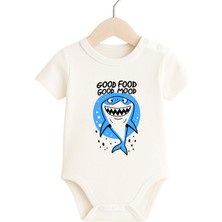 Babytex Good Food Good Mood Baskılı Bebek Zıbın %100 Pamuk Kısa Kollu Çıtçıtlı Unisex Bebek Body