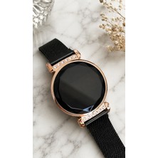 Desingshop Dijital Hasır Kayış Taşlı Genç Kız & Kadın Kol Saati Rose