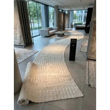 Dmr Halıcılık Dinarsu Fur Krem Modern Kaymaz Taban Salon Hol, Koridor Mutfak Yıkanabilir Jel Kesme Yolluk  KRM01