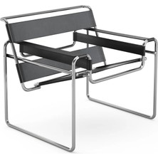 Sarıoğlu Mobilya Wassily Chair Metal Iskelet Siyah Deri Berjer Koltuk – Modern & Ikonik Tasarım