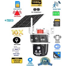 Çift Kameralı 10X Zoom 4g Güneş Enerjili Solar Ptz Güvenlik Kamerası TEICO-4210