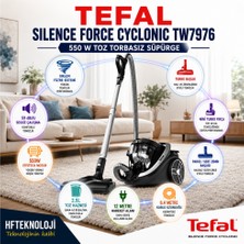 Tefal Force Cyclonic Effitech®; Ultra Sessizlik Seviyesi (Yalnızca 59DB(A) ile Silence Force Cyclonic 550 W Toz Torbasız Süpürge