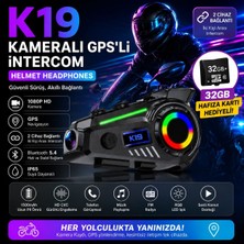 Alpotekno K19 Kameralı Gps’li Motosiklet Intercom | 1080P Hd Kamera, Bluetooth 5.4, 2 Kişi Bağlantı, Rgb Led, 32GB Hafıza Kartı Hediyeli