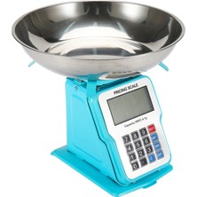 30KG 1g Dijital Kefeli Terazi Pilli ve Adaptörlü Elektronik Tartı, Paslanmaz Çelik Tepsili Tutar Hesaplama Mavi ( Lisinya )