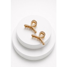 New Obsessions 2 Adet 4 cm Metal Inci Dekorlu Damla Mandal Toka