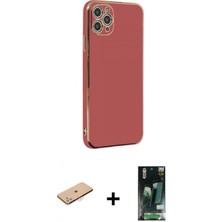 Marsilyan™- iPhone 11 Pro Max Kılıf Yankı Serisi - Siyah 360 Mat Full Body Arka Koruyucu + Renkli Kamera Lens Koruma Cam - Pe