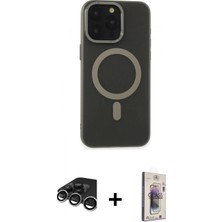 Marsilyan™- iPhone 15 Pro Max Kılıf Yadigar Işık - Siyah Bilvis 3D Cam Ekran Koruyucu + Raze Metal Kamera Lens - Gs