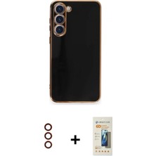Marsilyan™- Galaxy S23 Plus Kılıf Yankı Serisi - Siyah 6d Mat Seramik Hayalet Nano Ekran Koruyucu + Metal Kamera Lens - Kı