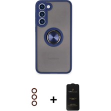 Marsilyan™- Galaxy S23 Plus Kılıf Yörünge Çizgi - Siyah 6d Antistatik Mat Seramik Hayalet Nano Ekran Koruyucu + Metal Kamera Lens - Kı