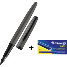 Pelikan Jazz Noble Dolma Kalem M Uç Antrasit  & 5'li Dev Kartuş