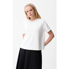 Love My Body Taş Detaylı T-shirt Kemik 175LO037000