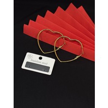 Melisa Takı & Aksesuar 316L Çelik Gold Renk Kalp Halka Küpe