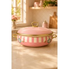 Pr Home Alaria Pembe Derin Bombeli Emaye Karnıyarık Pilav Tenceresi 26 cm
