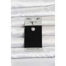 MiraLive 316L Cerrahi Çelik Zirkon Taşlı Kalp Model Göbek Piercing