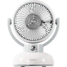 Butik Everest EFN12 Krem 3 Kademeli Hız Masaüstü Kullanım Taşınabilir Dahili 1200MAH Bataryalı USB Şarj Girişli VANTILATÖR(1923)