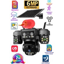 3 Kameralı Alarmlı Hareket Takipli 6 Mp Full Hd Alarmlı Solar Güvenlik Kamerası TEICO-4162