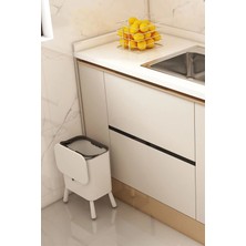 Beyaz Çöp Kovası Ayaklı Fonksiyonel Kapaklı Şık Banyo ve Mutfak Çöp Kovası 15 Litre