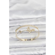 AyrStore Buğz Pirinç Gold Renk Kelebek Model Kadın Bileklik