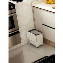 Pratik Şık Tasarım Tekerlekli Çöp Kovası Banyo Mutfak ve Ofis Çöp Kovası 15 Litre