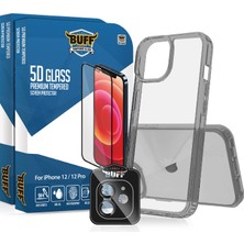 Buff Labs Buff iPhone 12 Avantaj Paket - 2X5D Ekran Koruyucu + Şeffaf Kılıf + Lens Koruyucu Glass