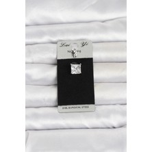 MiraLive 316L Cerrahi Çelik Kare Zirkon Taşlı Göbek Piercing