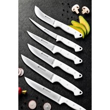 SÜRMENOX Sürmene Serisi Mutfak Bıçak Seti Et Ekmek Sebze Salata Fileto Bıçağı 6 Lı Set Beyaz (MFT-028)