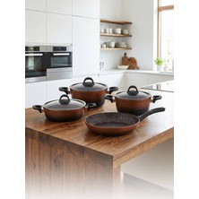 Hascevher Gloria 7 Pcs Silikon Tencere Seti 2.7mm (1822TEN26KAR26TV) Renk Siyah Bakır